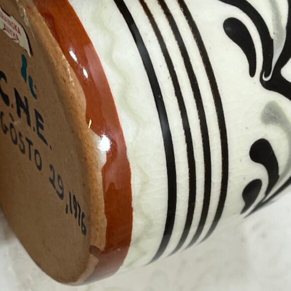 VTG Mini Ceramic Brown White Handmade Pitcher w/Handle 2.75" Tall From Ukraine - Picture 8 of 12